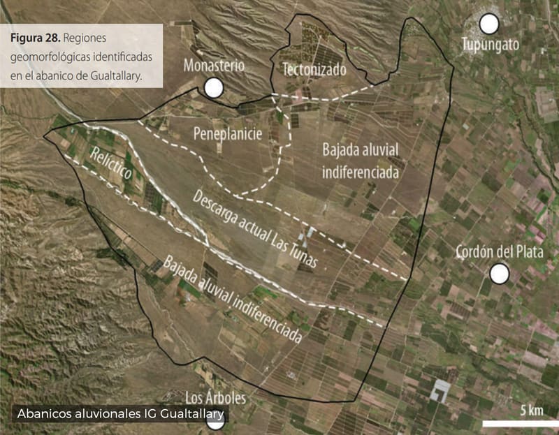 Régions géomorphologiques des cônes alluviaux de l’I.G. Gualtallary